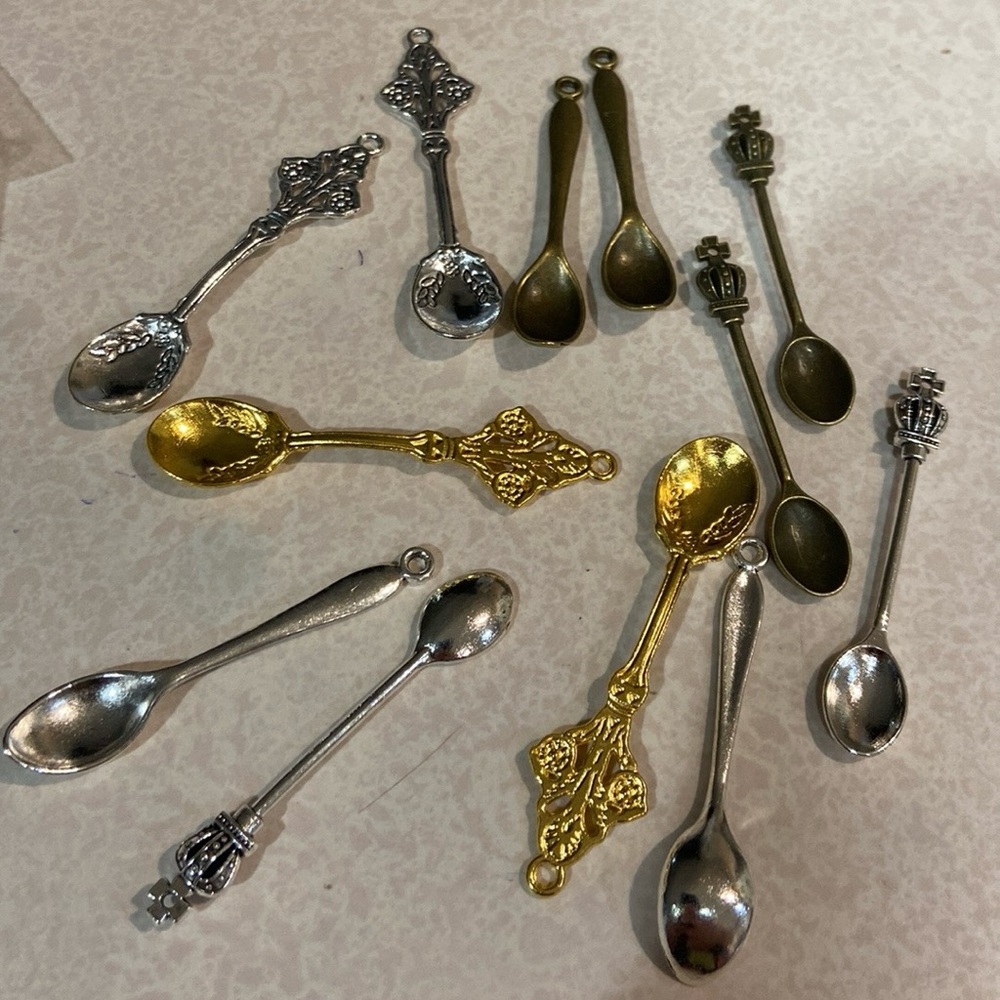 mini spoons variety 4 random.  gold & silver for Jewelry DIY decor +crystal gift